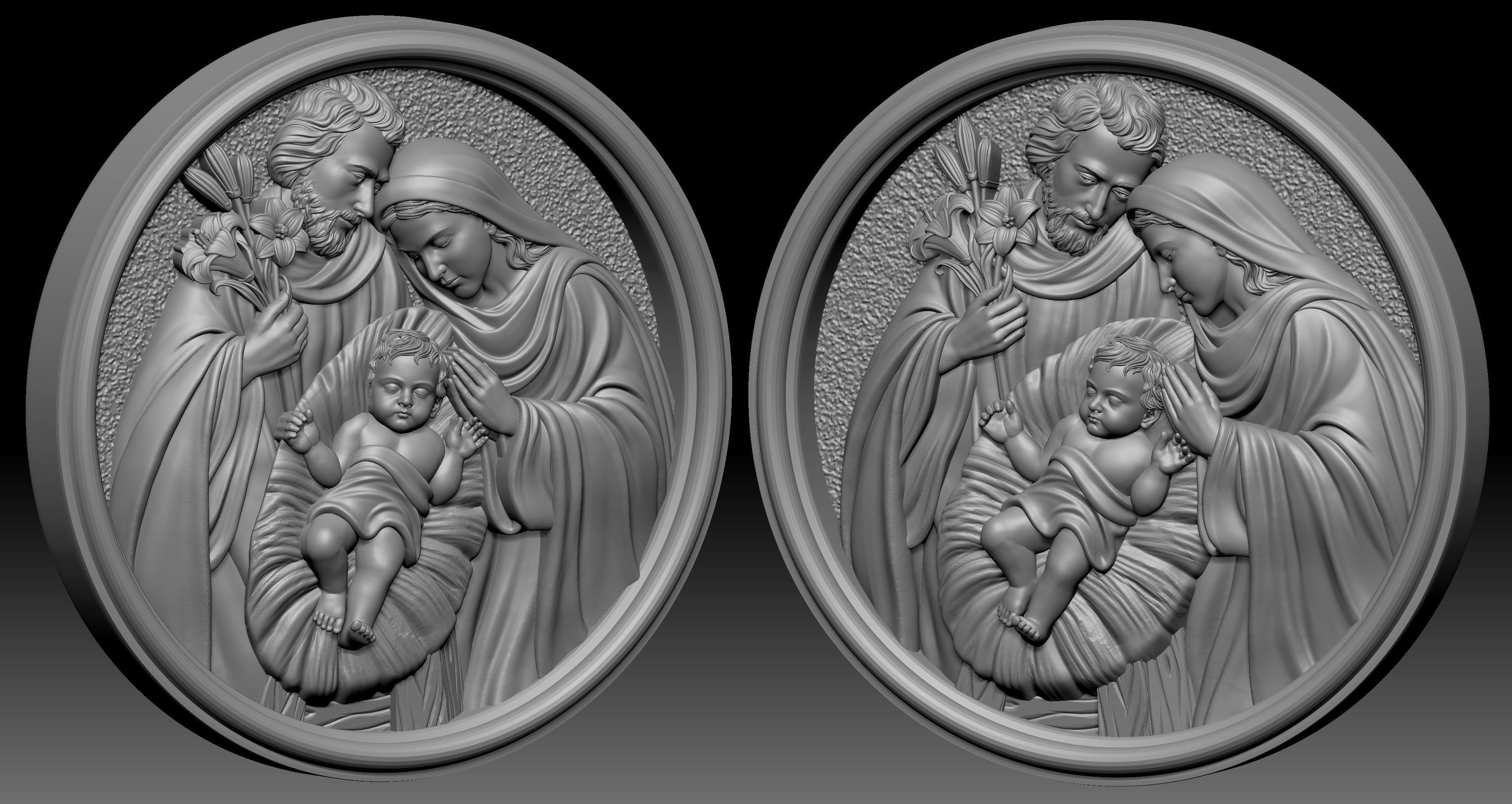 Holy Family Pendant 3D print model_4