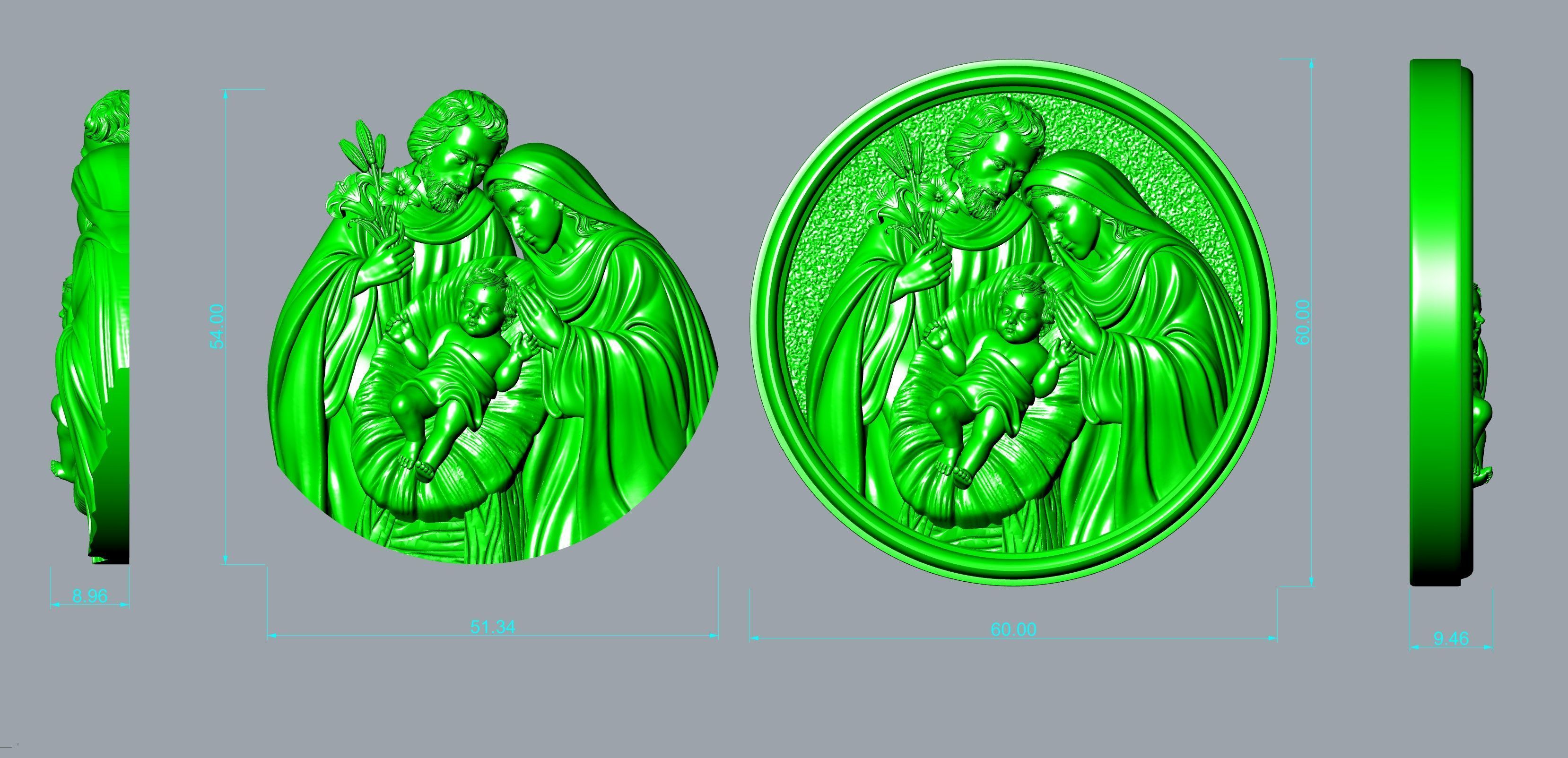 Holy Family Pendant 3D print model_6