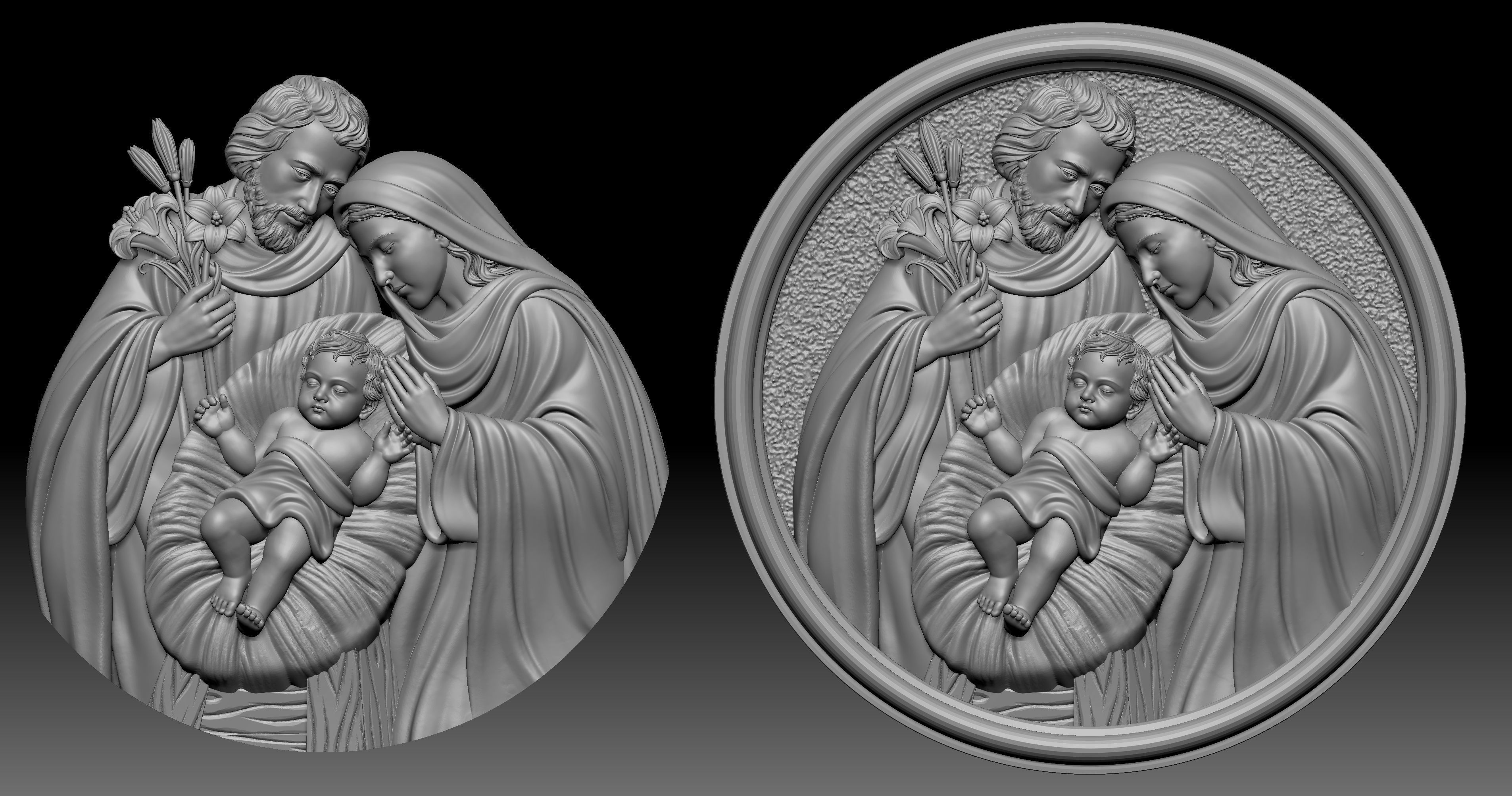 Holy Family Pendant 3D print model_1