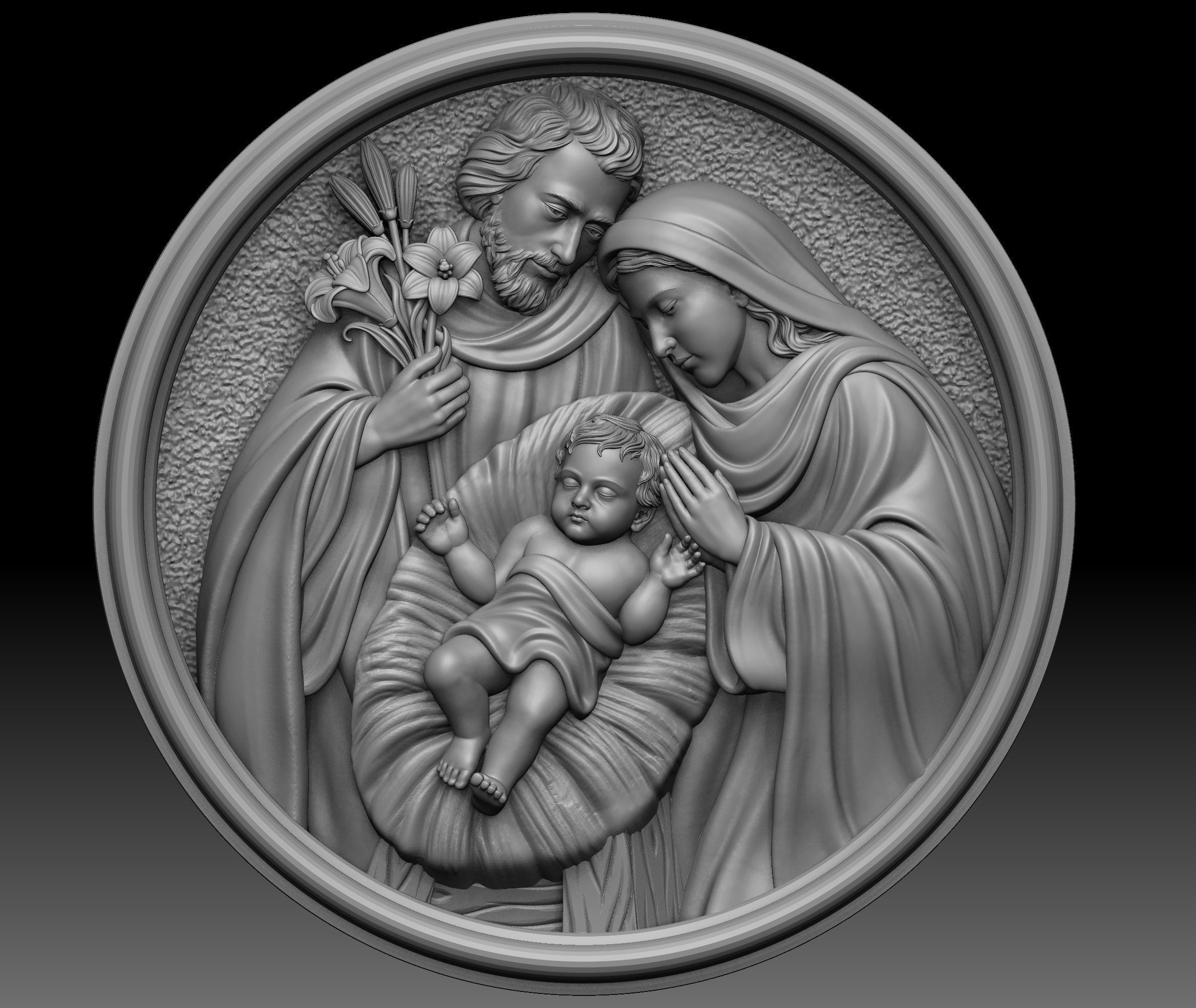 Holy Family Pendant 3D print model_8