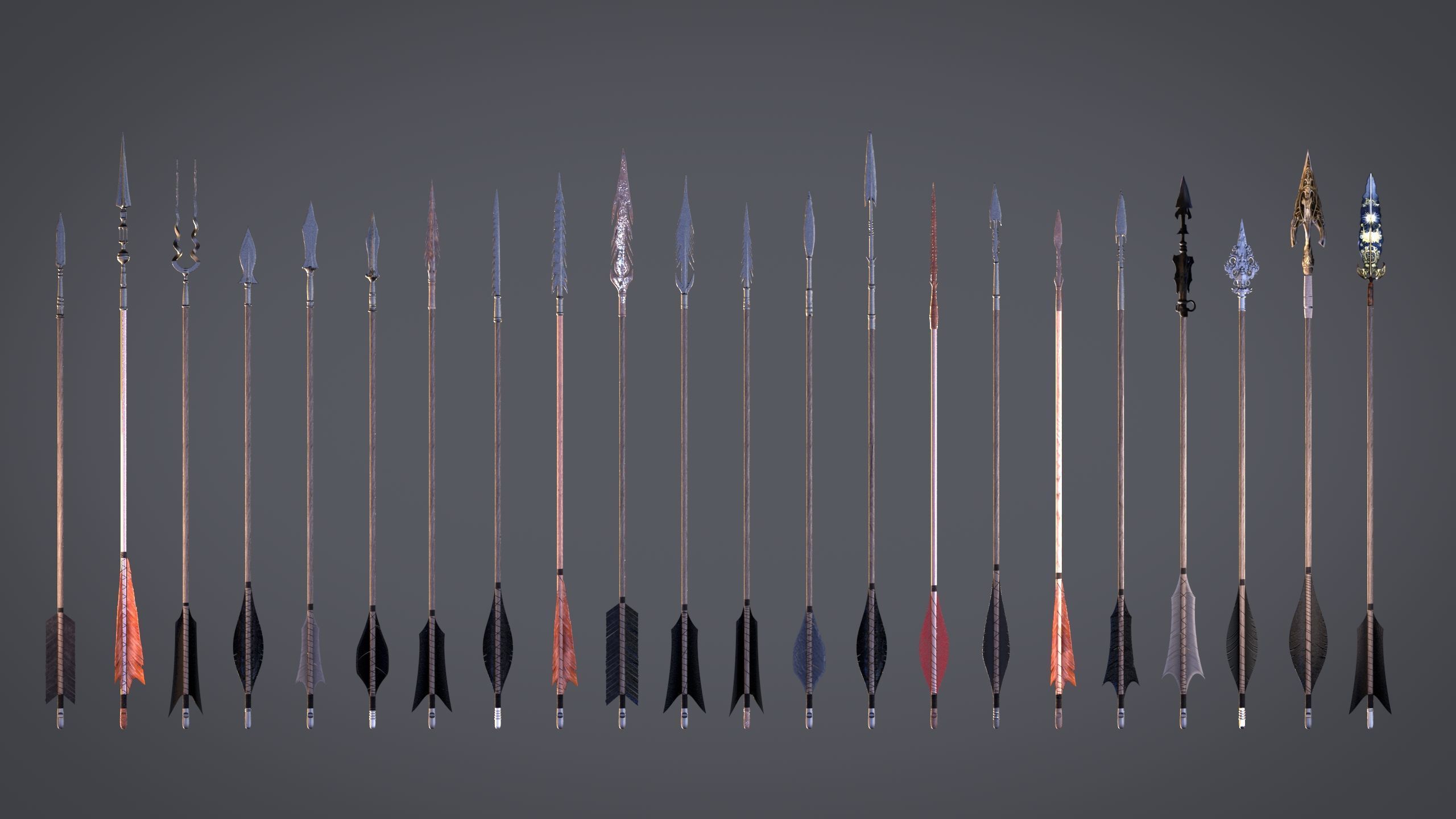 PBR Medieval Arrows Bows Crossbows Pack - 57 Assets 3D model_7