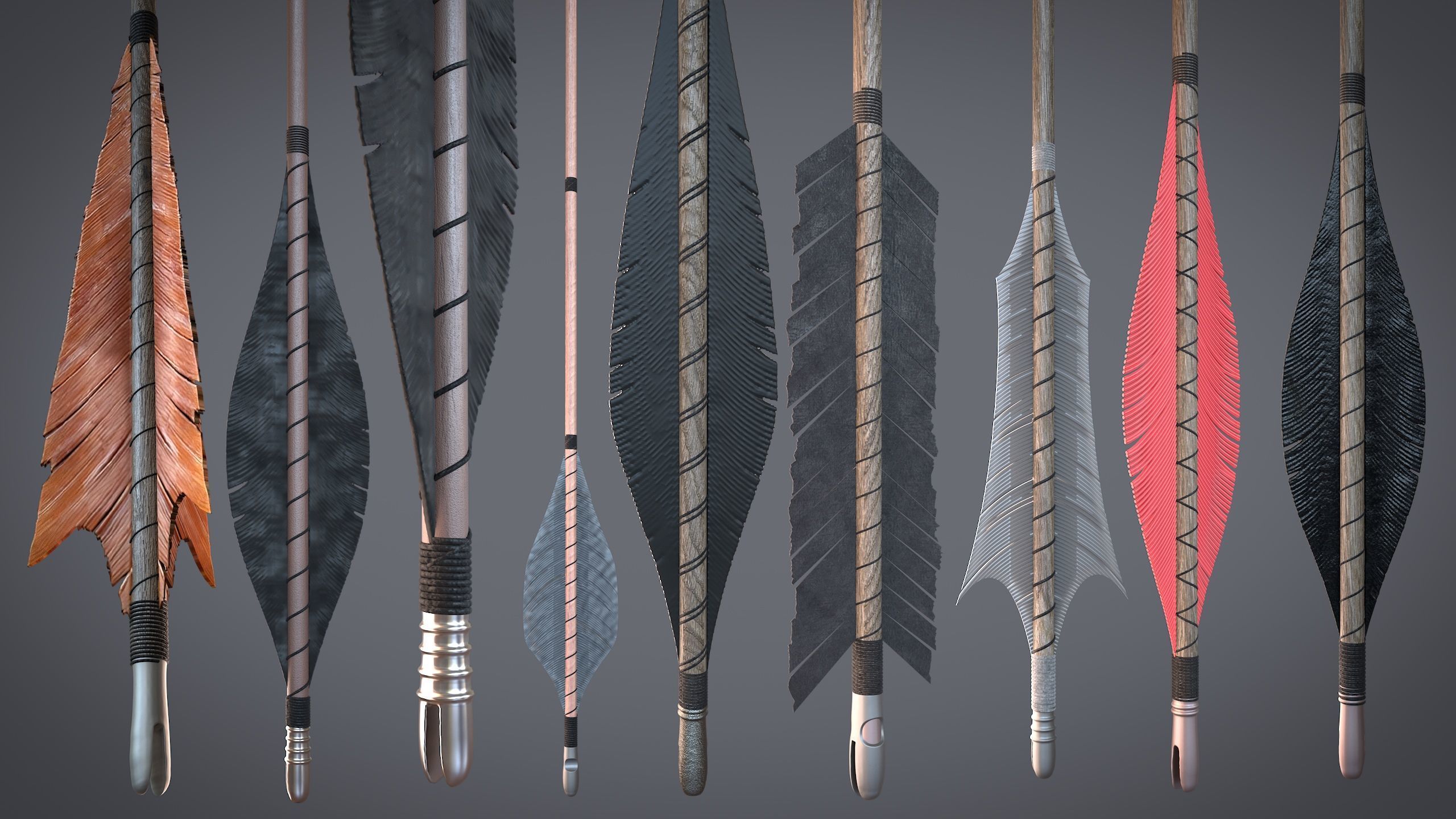 PBR Medieval Arrows Bows Crossbows Pack - 57 Assets 3D model_27