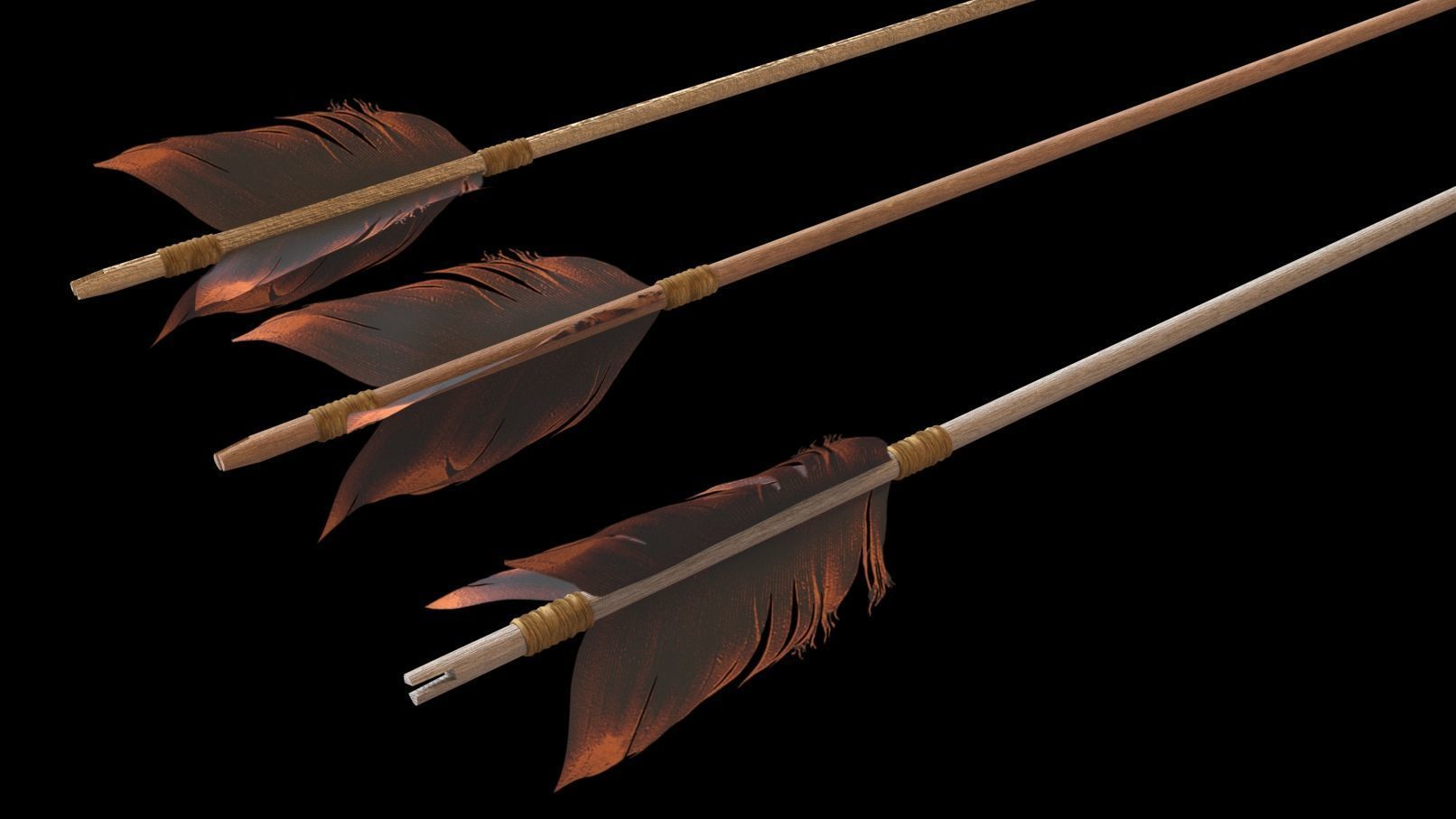 PBR Medieval Arrows Bows Crossbows Pack - 57 Assets 3D model_33