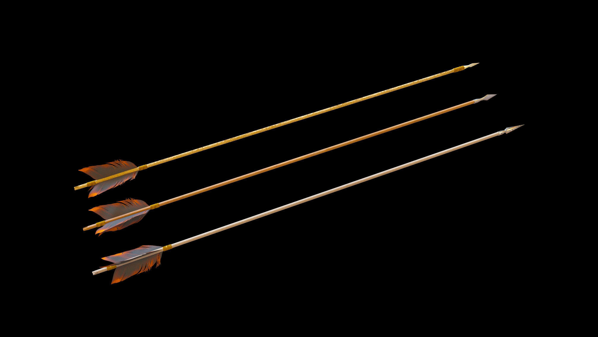 PBR Medieval Arrows Bows Crossbows Pack - 57 Assets 3D model_32