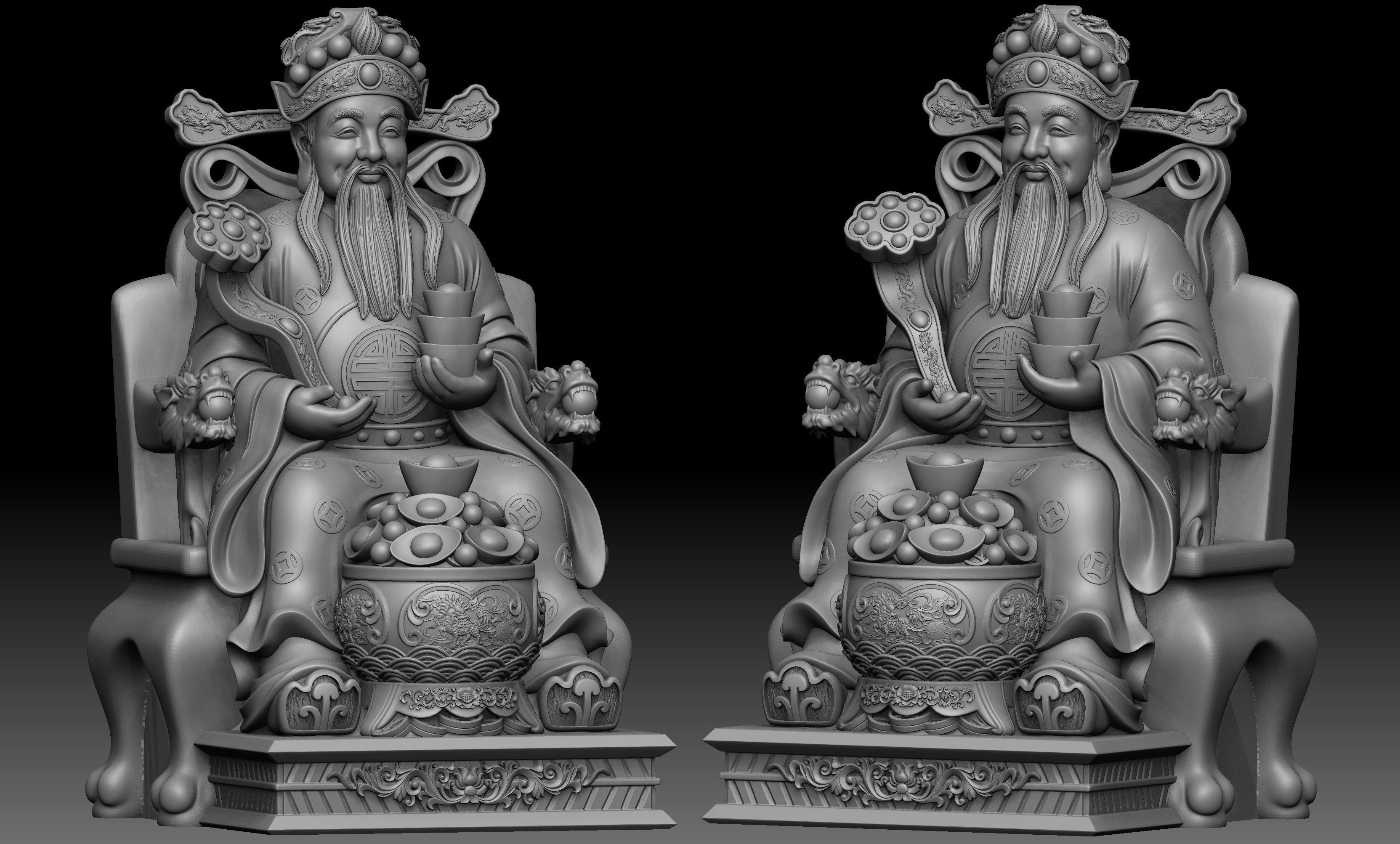 God of Wealth Statue 3D print model_1