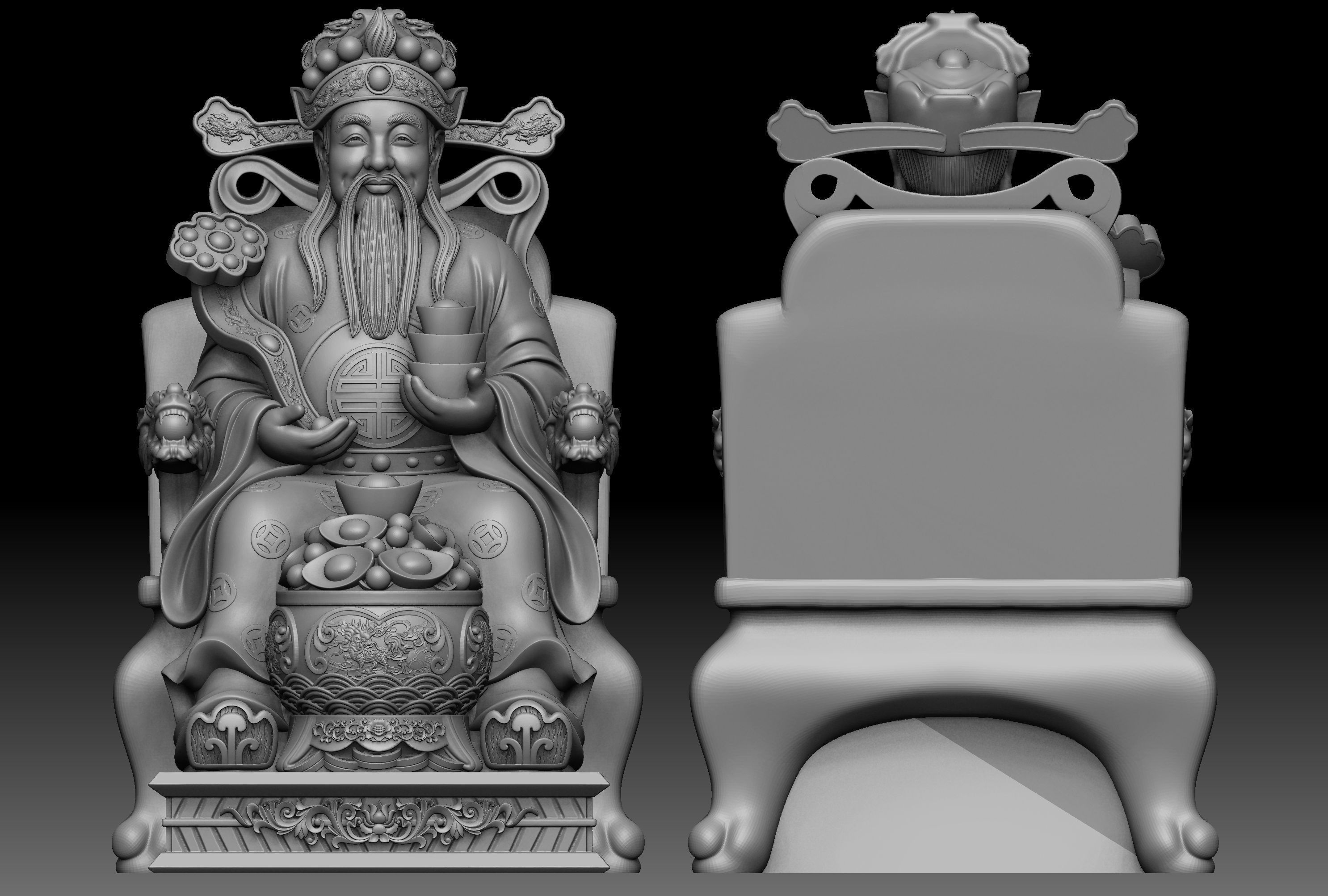 God of Wealth Statue 3D print model_2