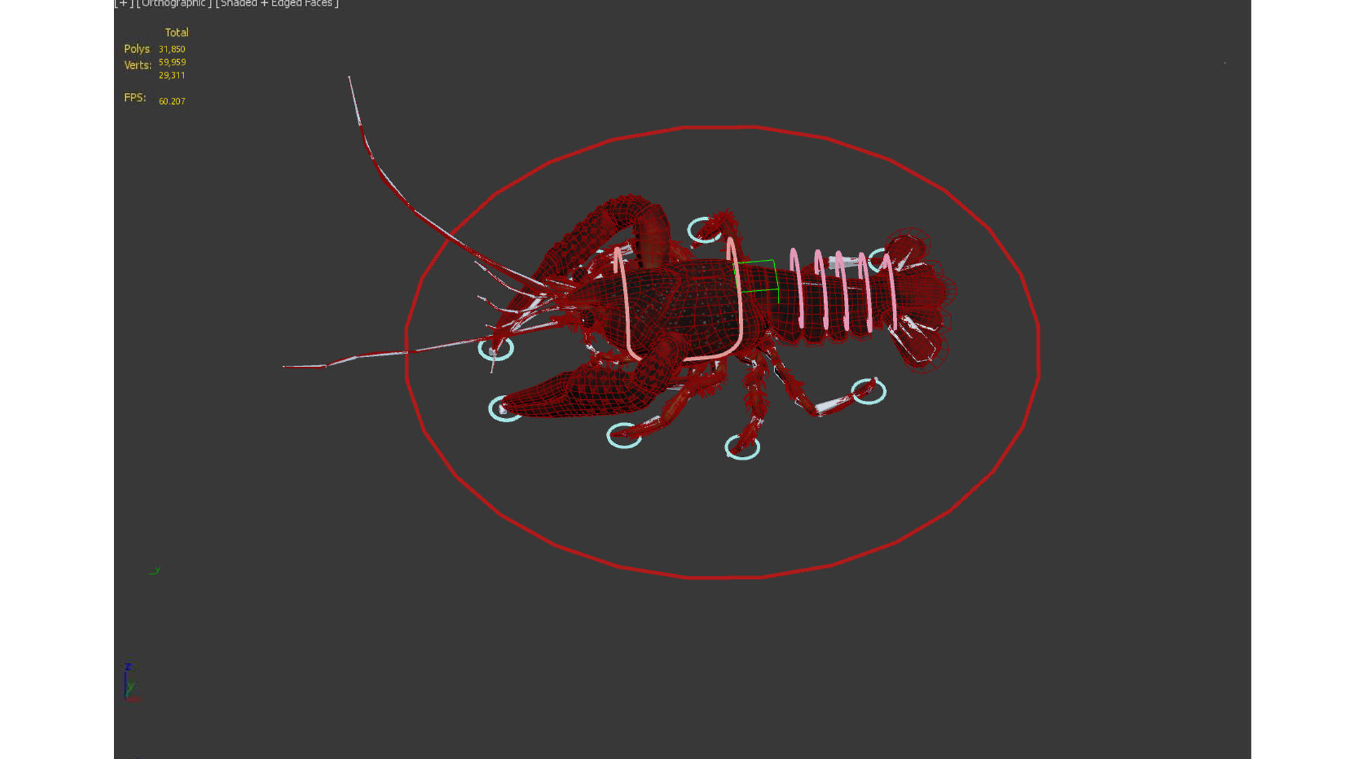 Lobster Rigged for 3Dmax Low-poly 3D model_13