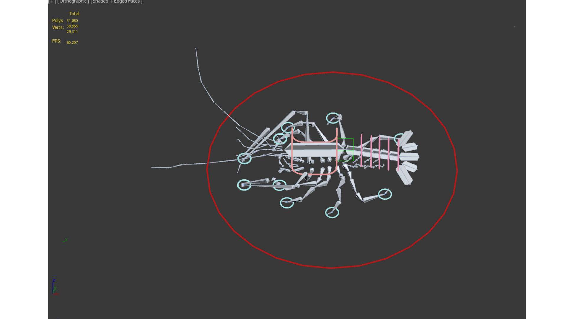 Lobster Rigged for 3Dmax Low-poly 3D model_12