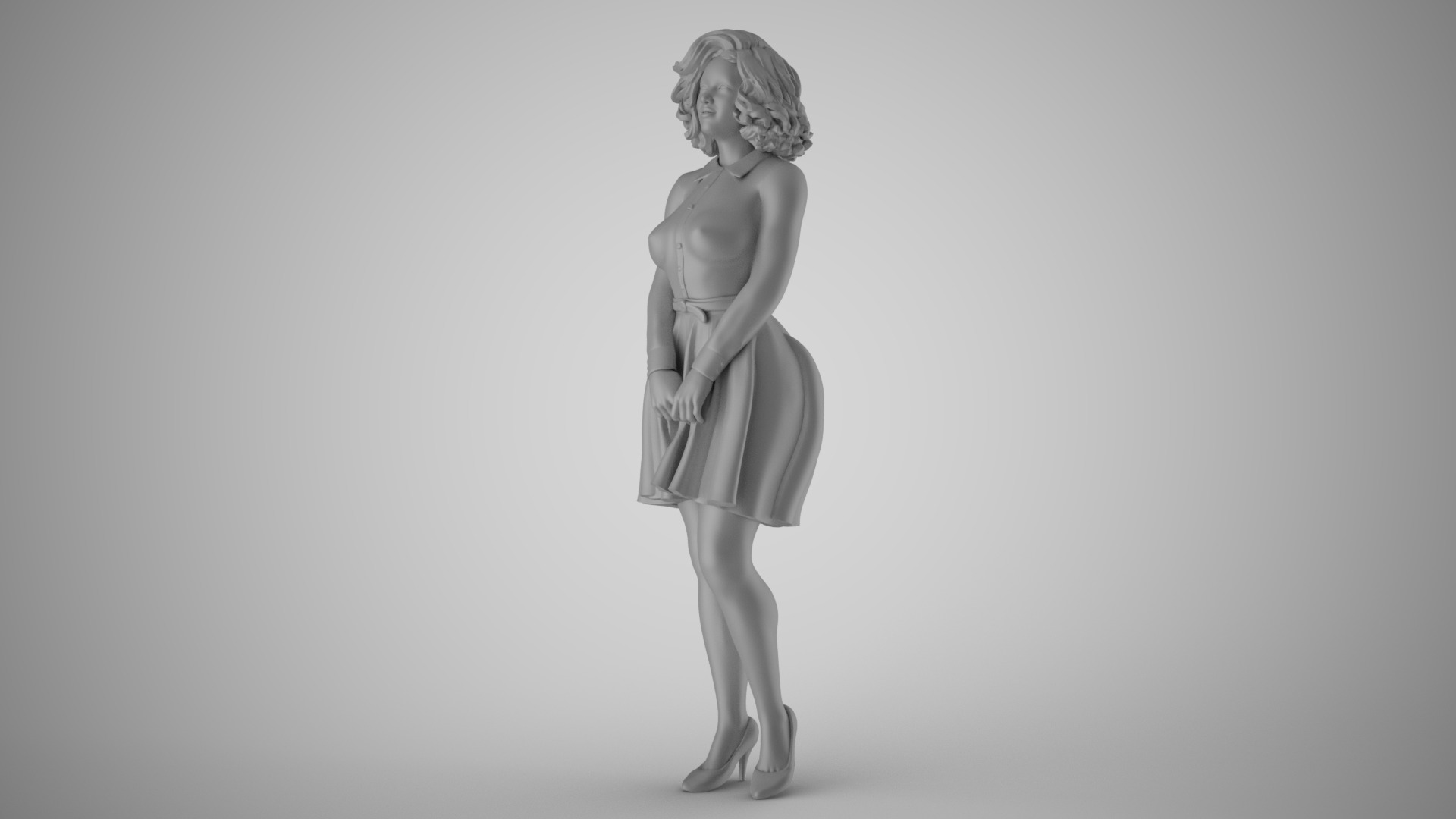 Modern Woman in Past Times 4 3D print model_2