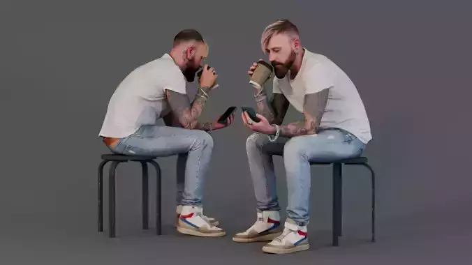 Coffee and Smartphone - Modern Urban Break 3D model