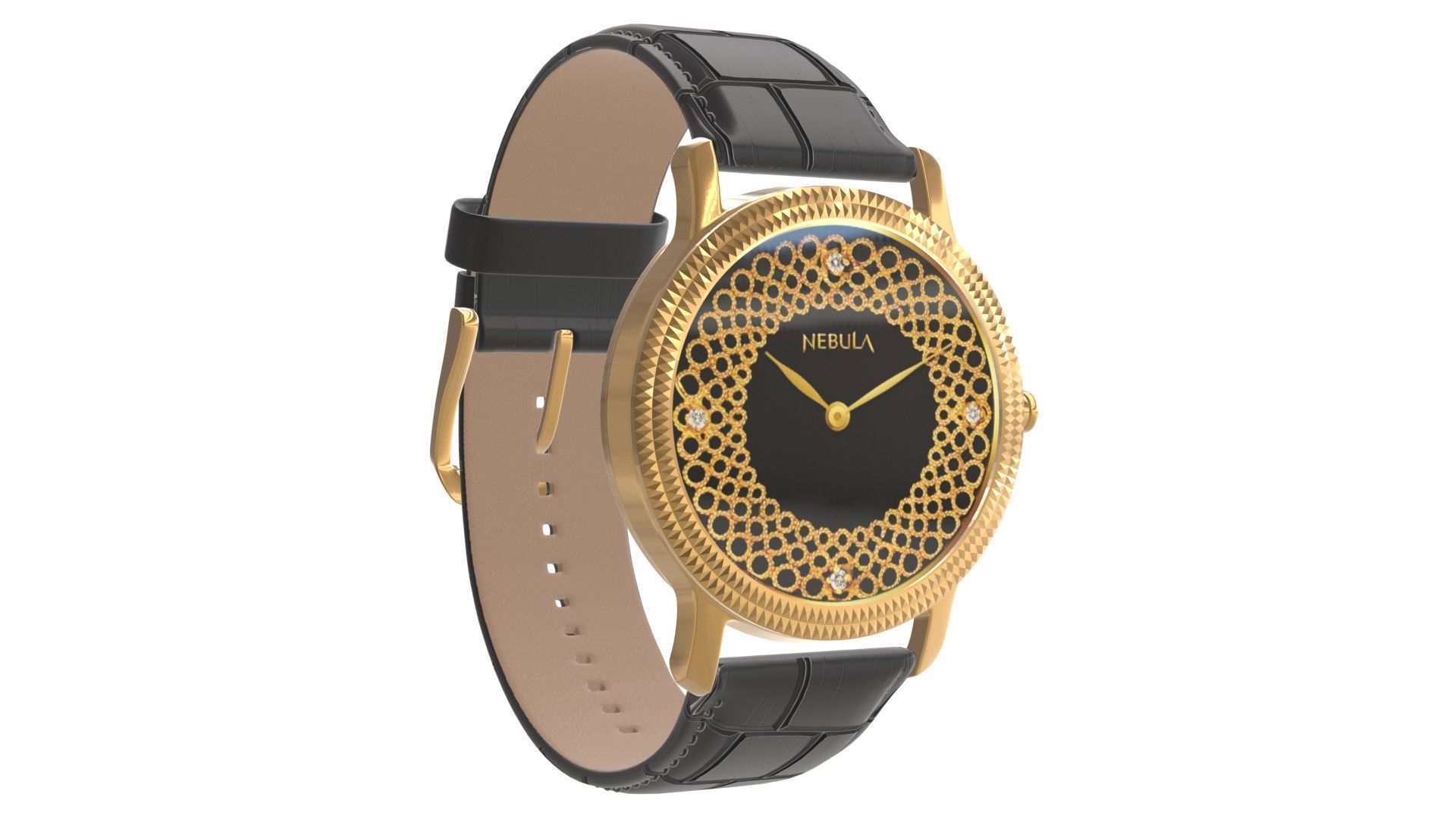 Titan Filigree by Nebula - Gold Analog Watch 3ds Max 3D model_1