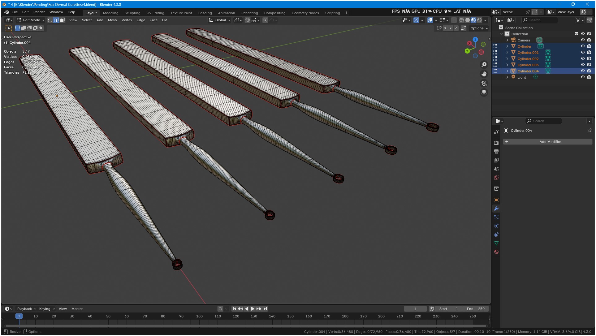 Fox Dermal Curettes Dermatology 3D model_20