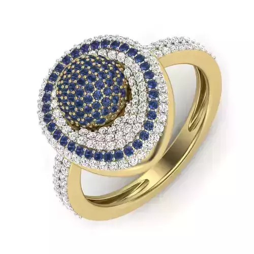 Women Diamond Ring 3dm STL  Render Details - PR-228 DIA