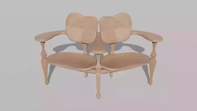 Solid Oak wood Batllo Bench - Antoni Gaudi - 3D model