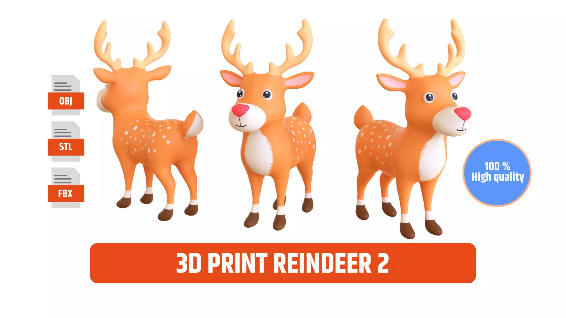 Reindeer cute 2 3d print stl 3D print model 3D print model_0