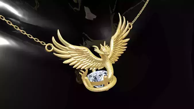 Dragon Medallion Statue Sculpture pendant jewelry gold