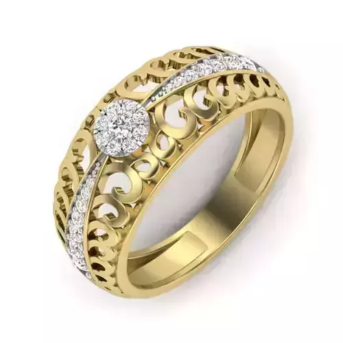 Women Diamond Ring 3dm STL  Render Details - PR-256 DIA
