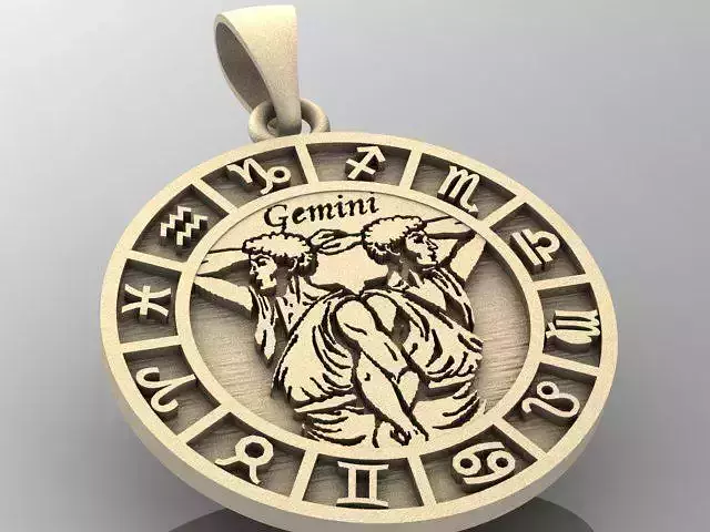 gemini zodiac pendant 3D print model