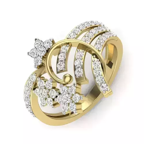 Women Diamond Ring 3dm STL  Render Details - PR-261 DIA