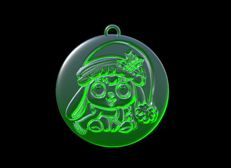 Cute Christmas Bunny Ornament 3D print model_2
