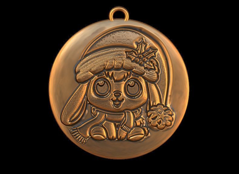 Cute Christmas Bunny Ornament 3D print model_1