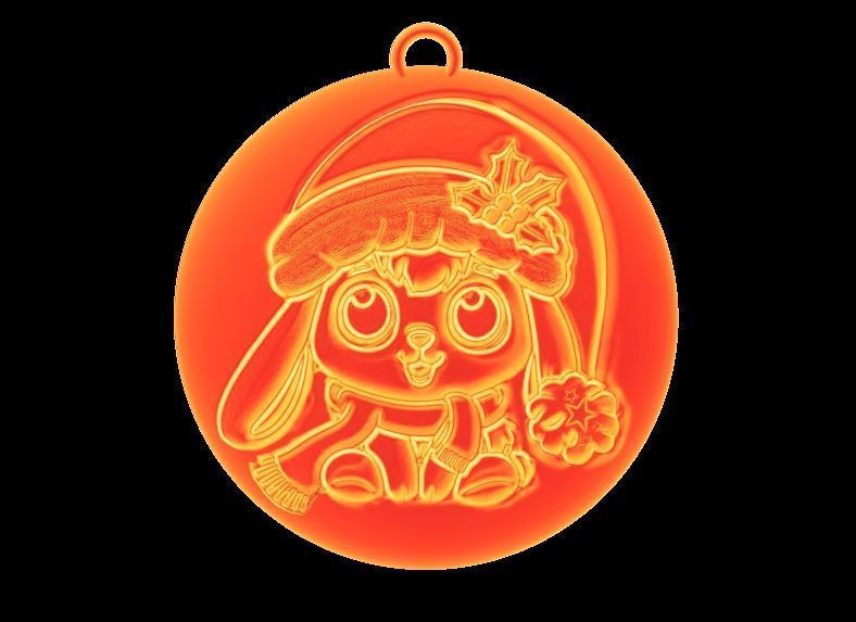 Cute Christmas Bunny Ornament 3D print model_3