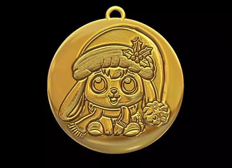 Cute Christmas Bunny Ornament 3D print model_0