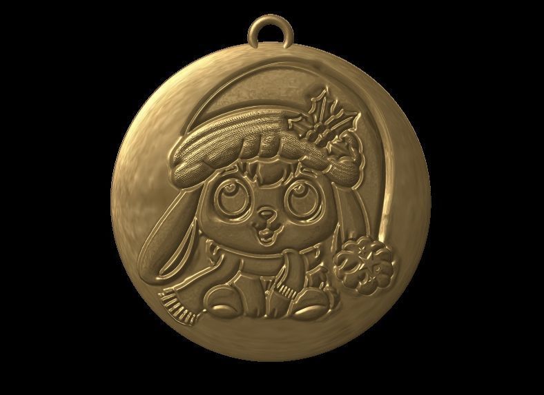 Cute Christmas Bunny Ornament 3D print model_5