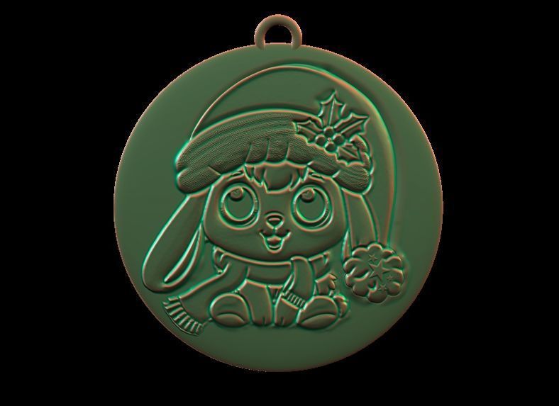 Cute Christmas Bunny Ornament 3D print model_6