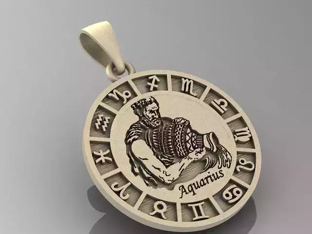 Aquarius Zodiac Pendant 3D print model