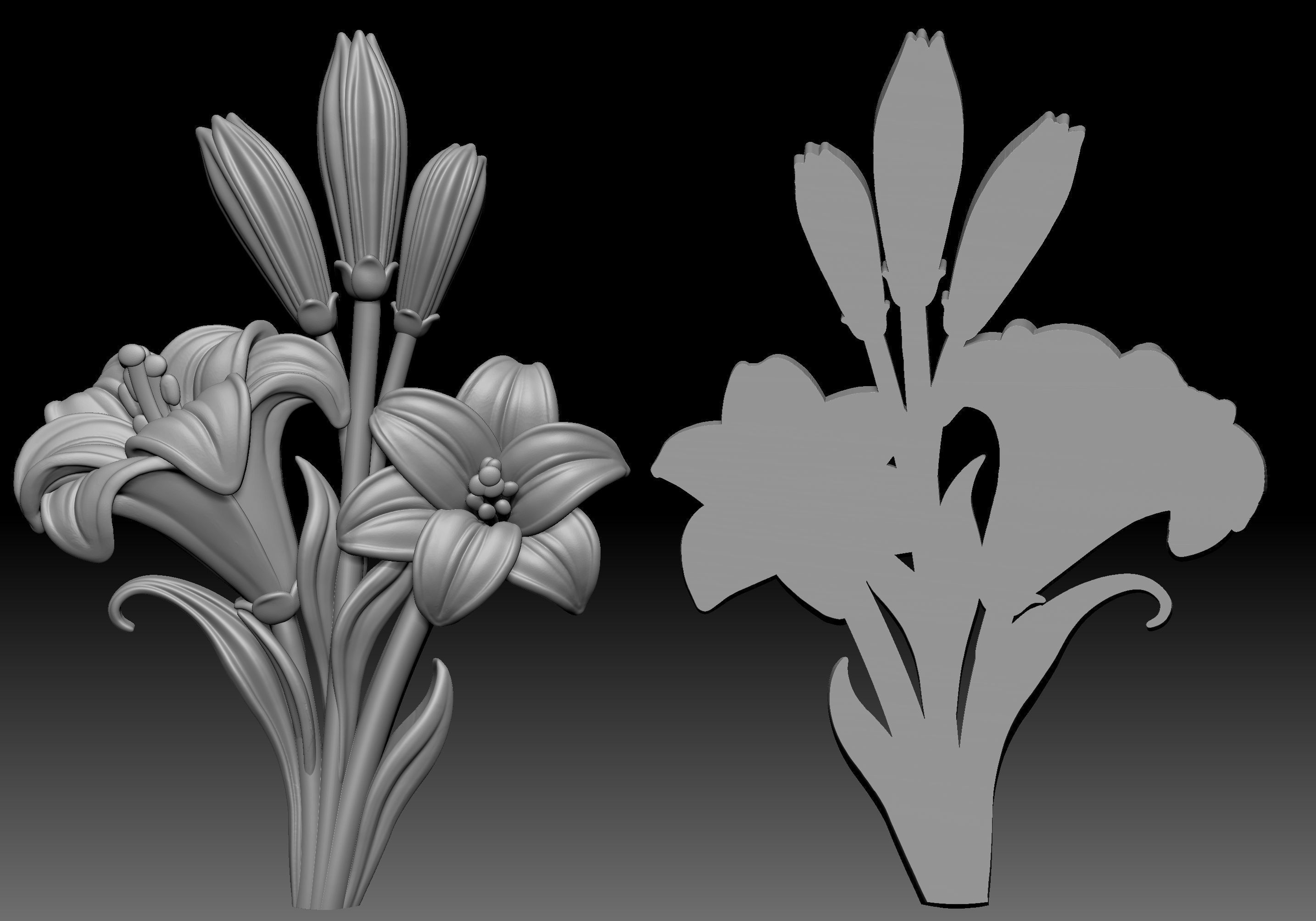 Lily Relief 3D print model_2