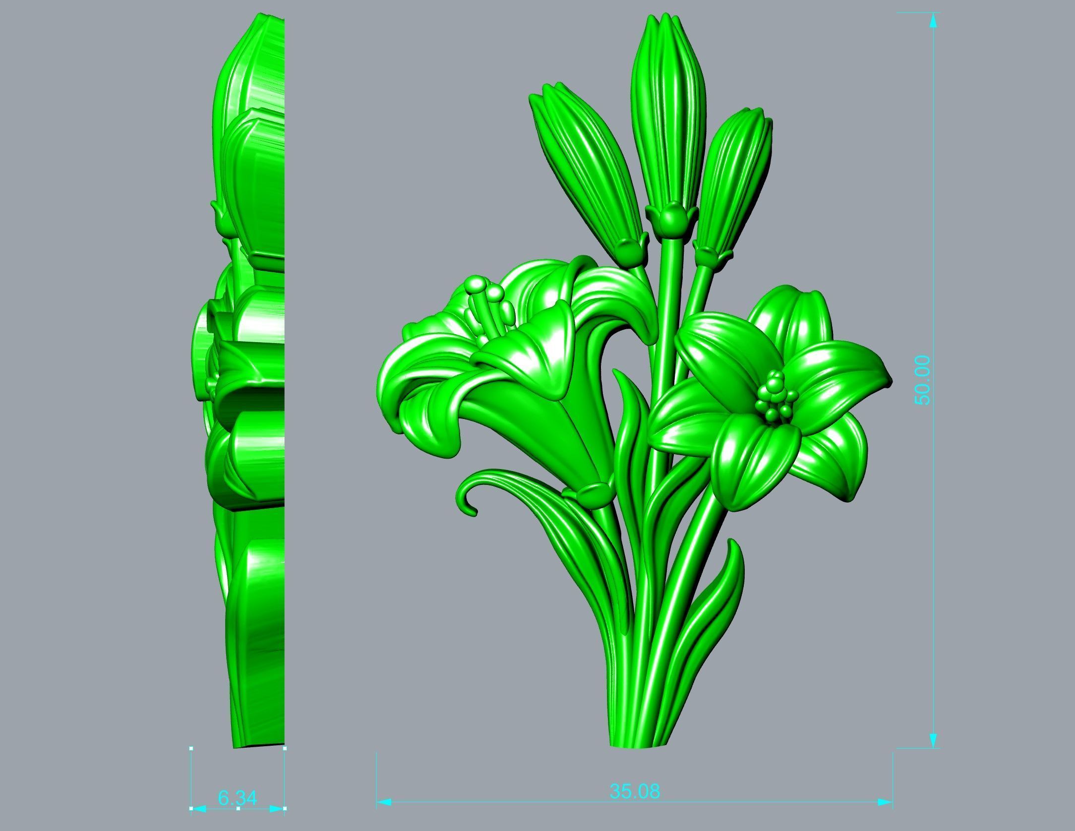 Lily Relief 3D print model_4