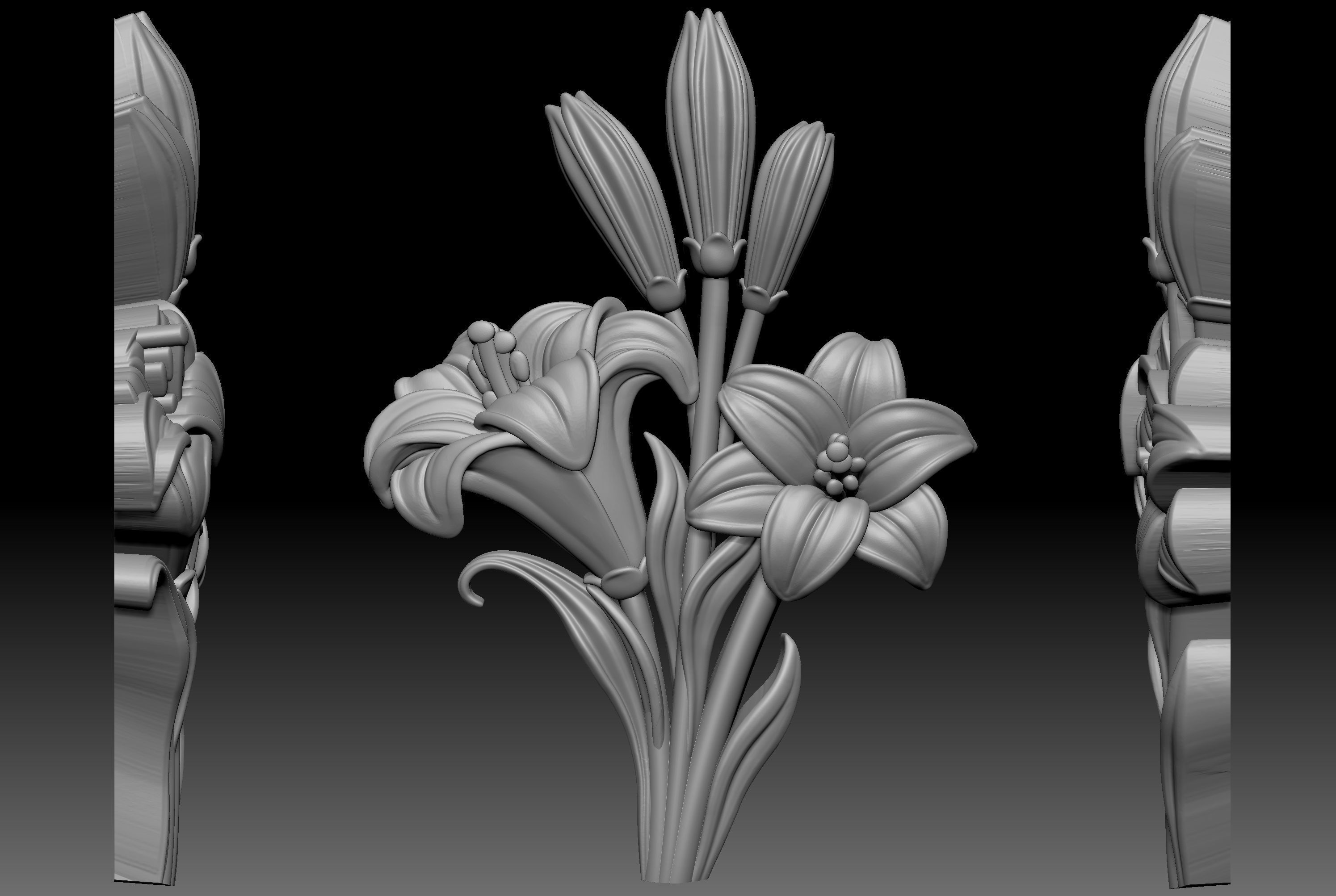 Lily Relief 3D print model_1