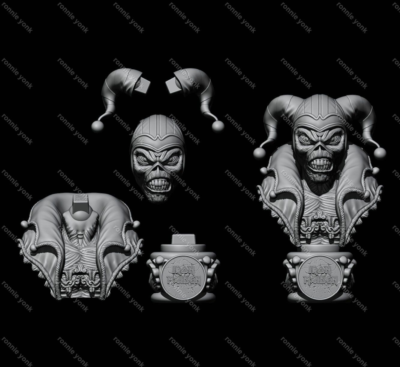 Iron Maiden Eddie The Clown Head bust 3D print model_3