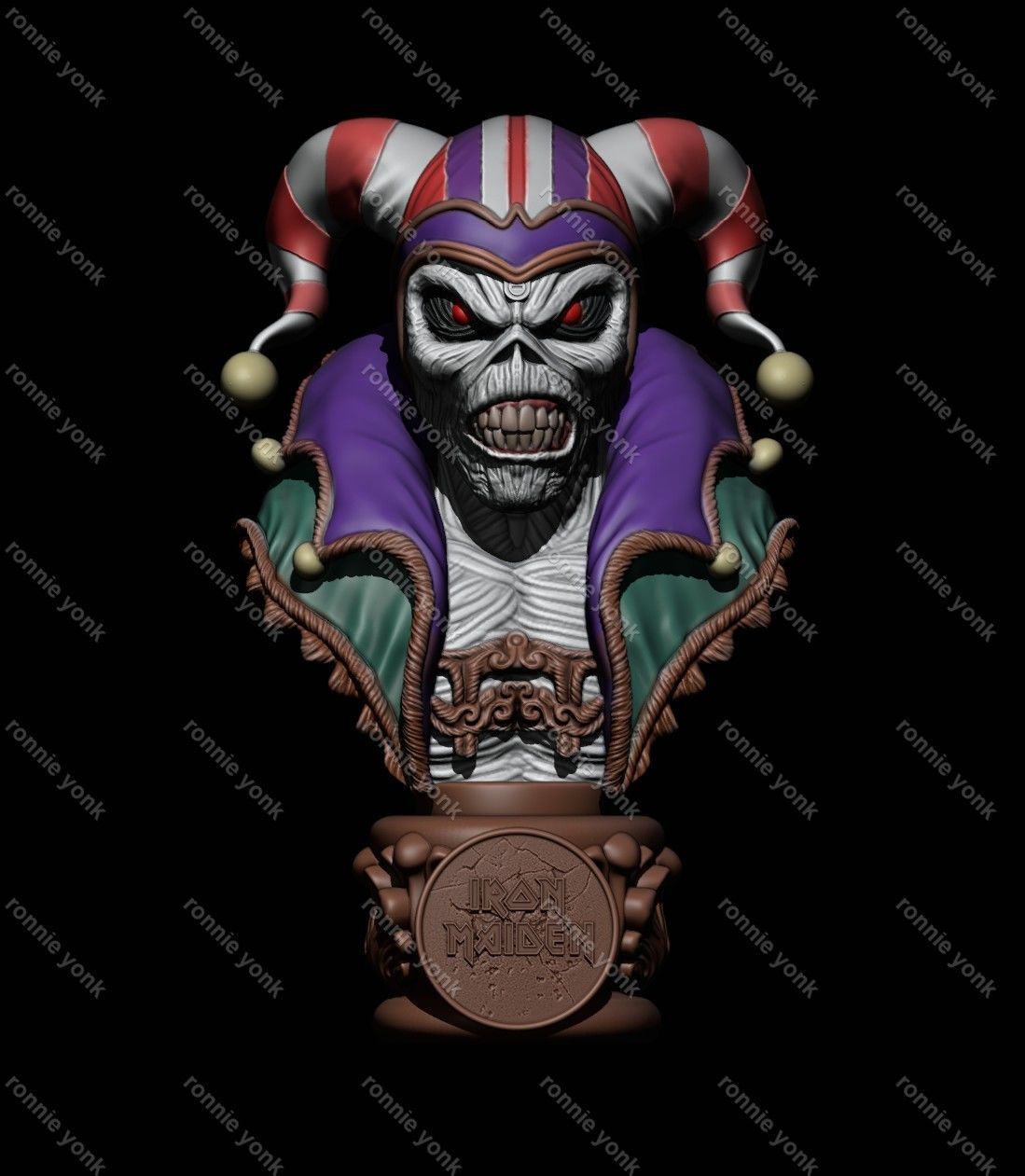 Iron Maiden Eddie The Clown Head bust 3D print model_16