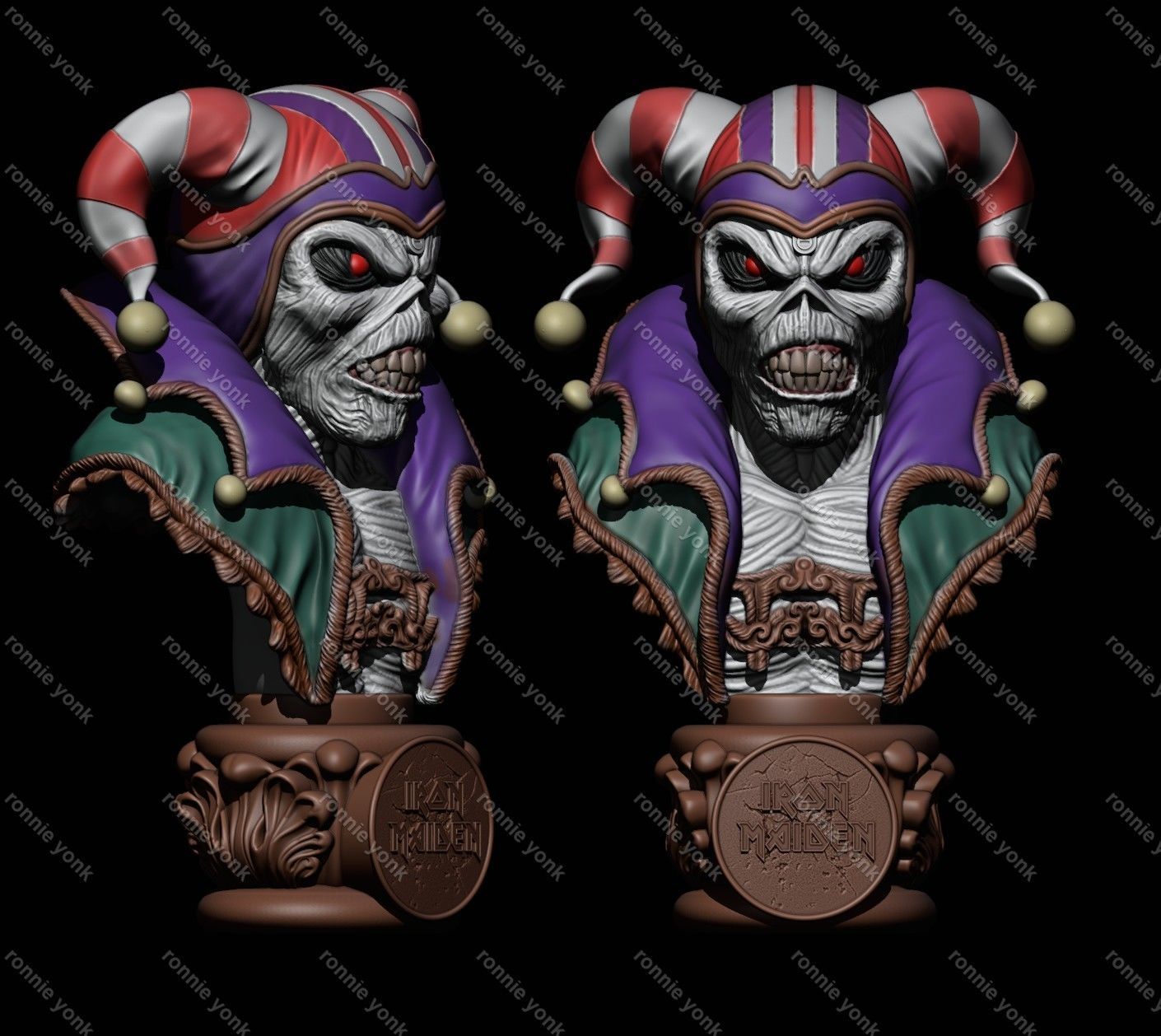 Iron Maiden Eddie The Clown Head bust 3D print model_9