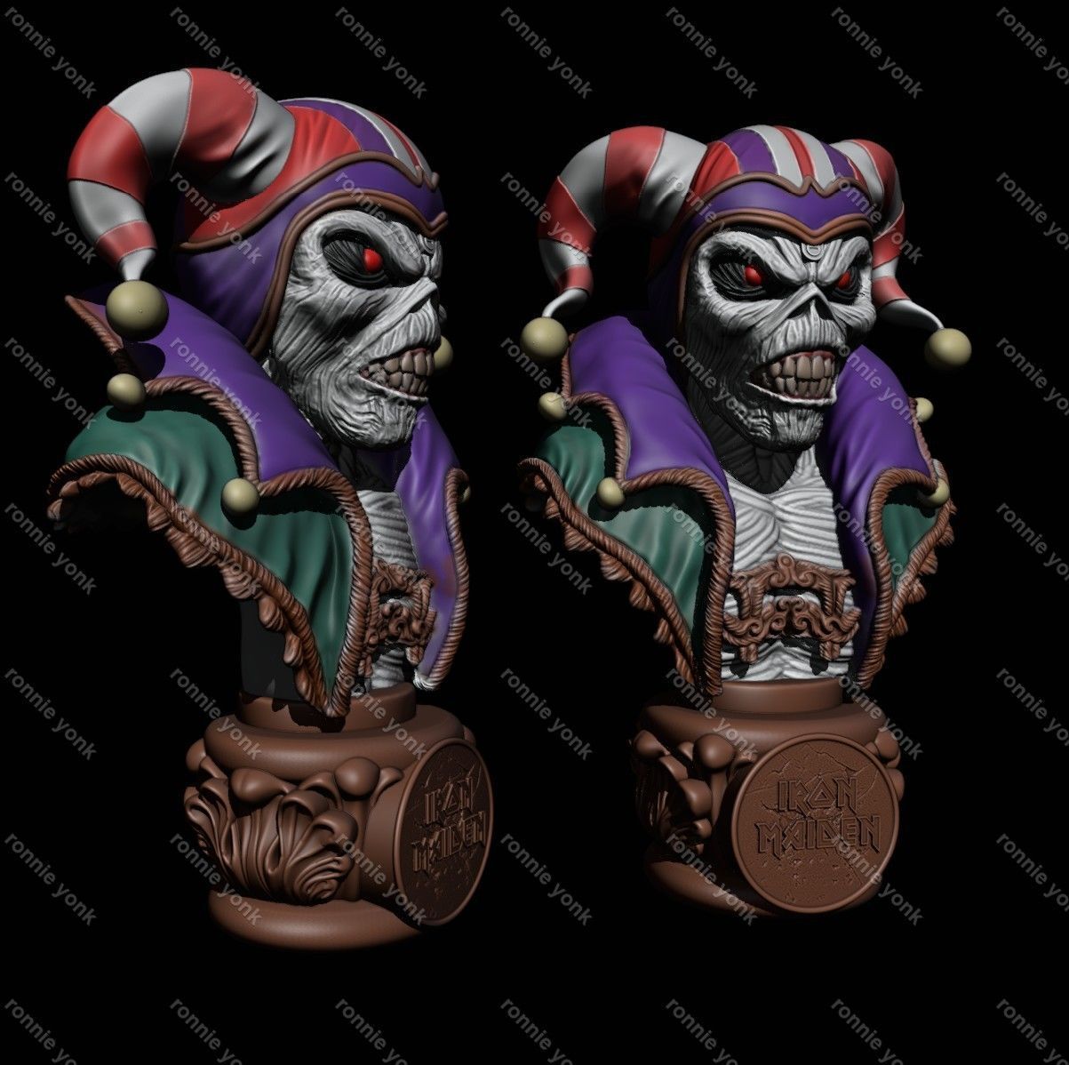 Iron Maiden Eddie The Clown Head bust 3D print model_14