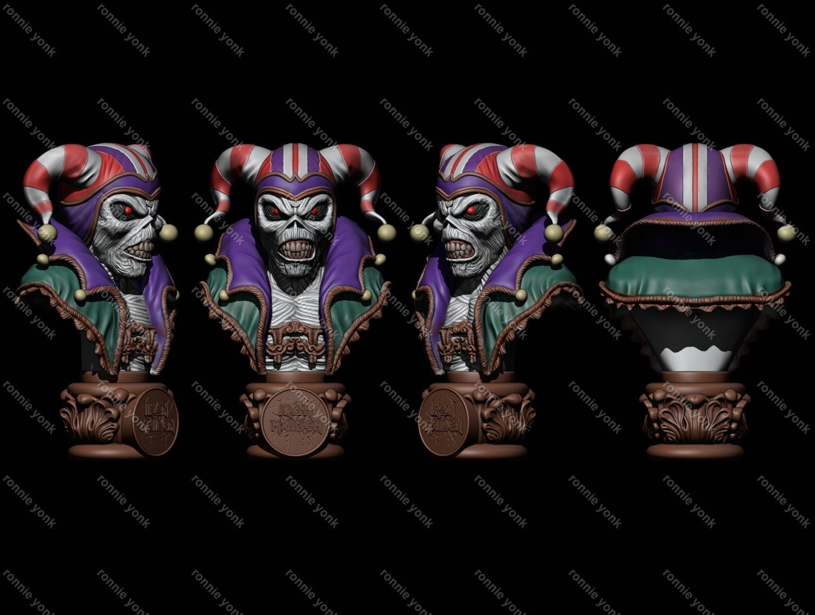 Iron Maiden Eddie The Clown Head bust 3D print model_17