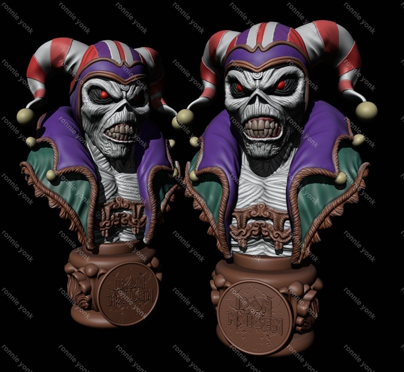 Iron Maiden Eddie The Clown Head bust 3D print model_4