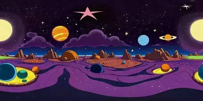 8K HDR Cosmic Cartoon Galaxy Scene skyobx 3D model