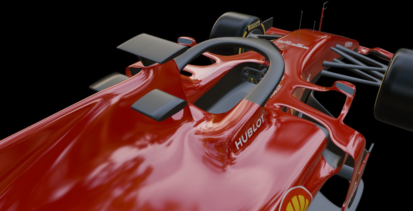2019 Ferrari F1  Low-poly 3D model_11
