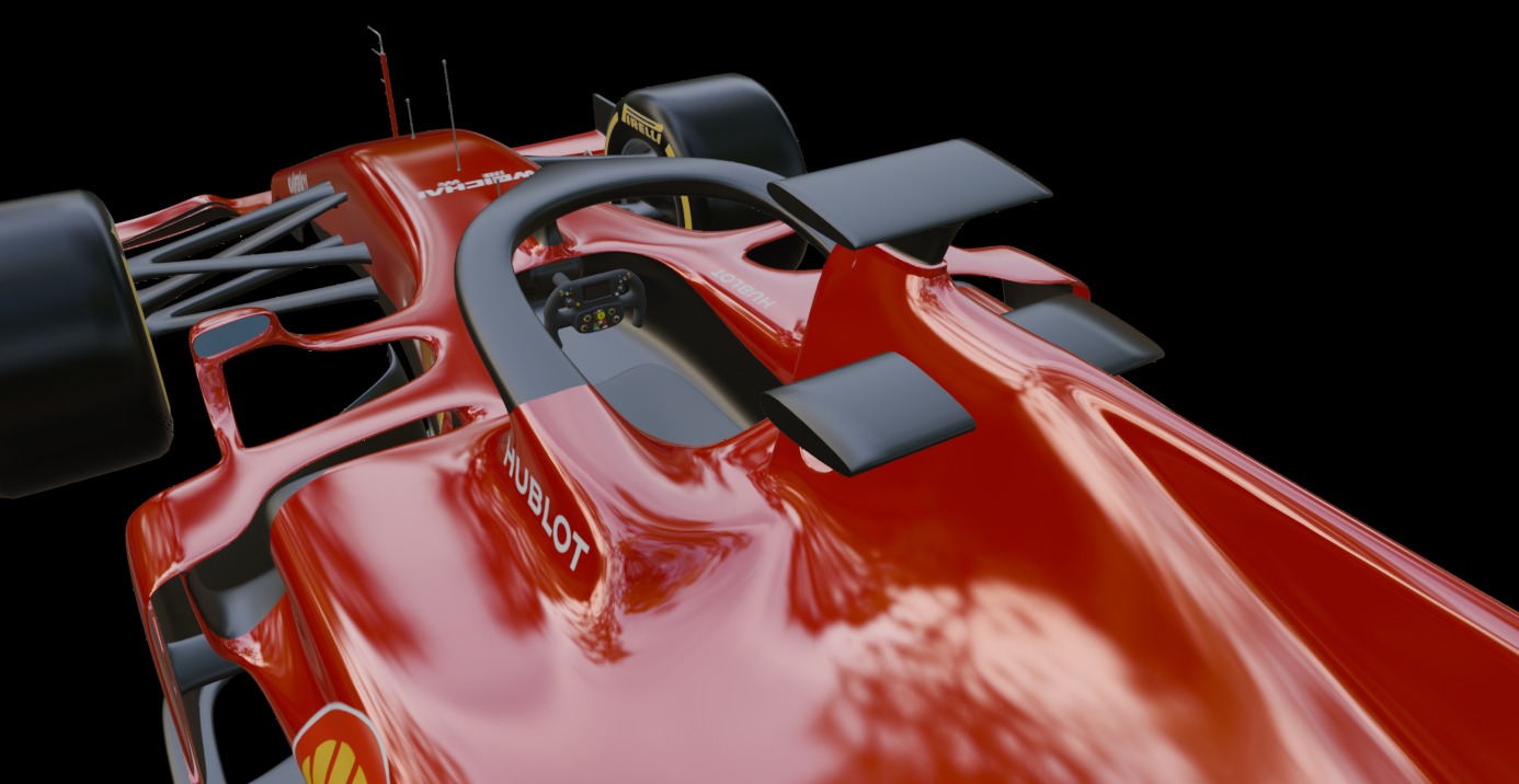 2019 Ferrari F1  Low-poly 3D model_10