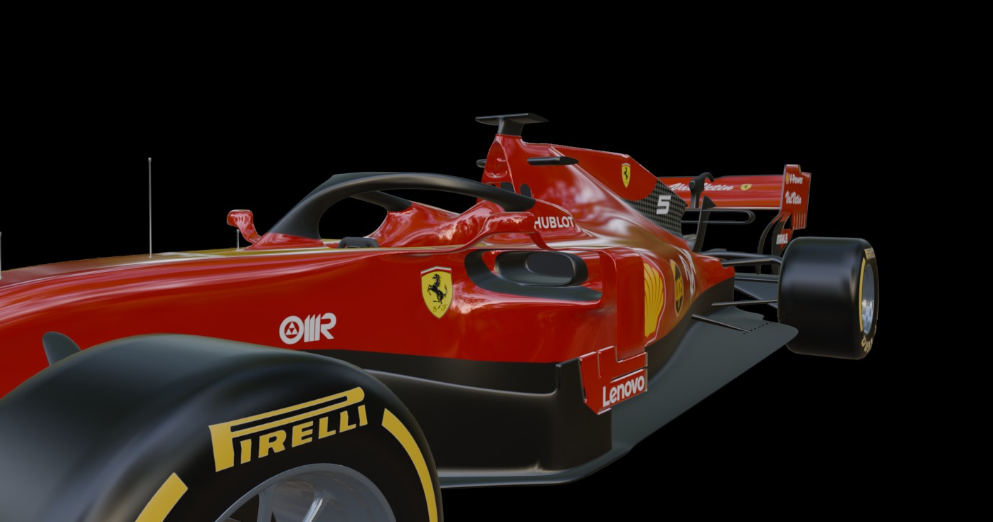 2019 Ferrari F1  Low-poly 3D model_9