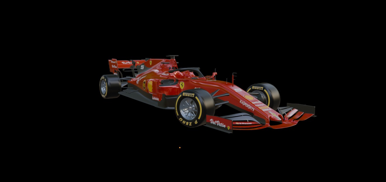 2019 Ferrari F1  Low-poly 3D model_7