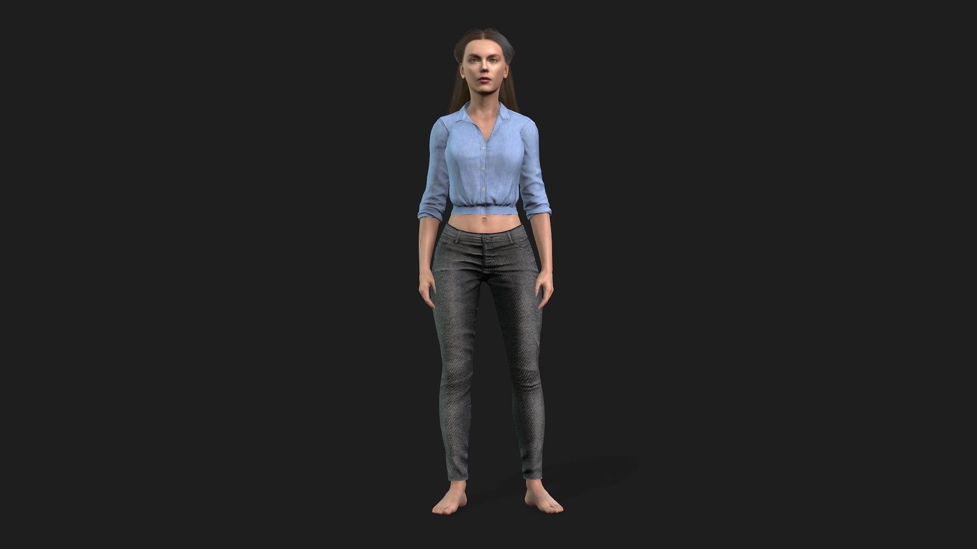 Rigged Woman Game Animations Model 3D model_1