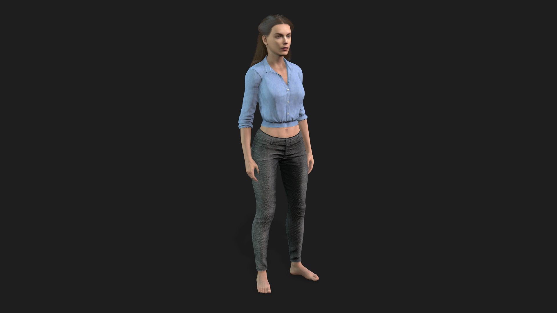 Rigged Woman Game Animations Model 3D model_8