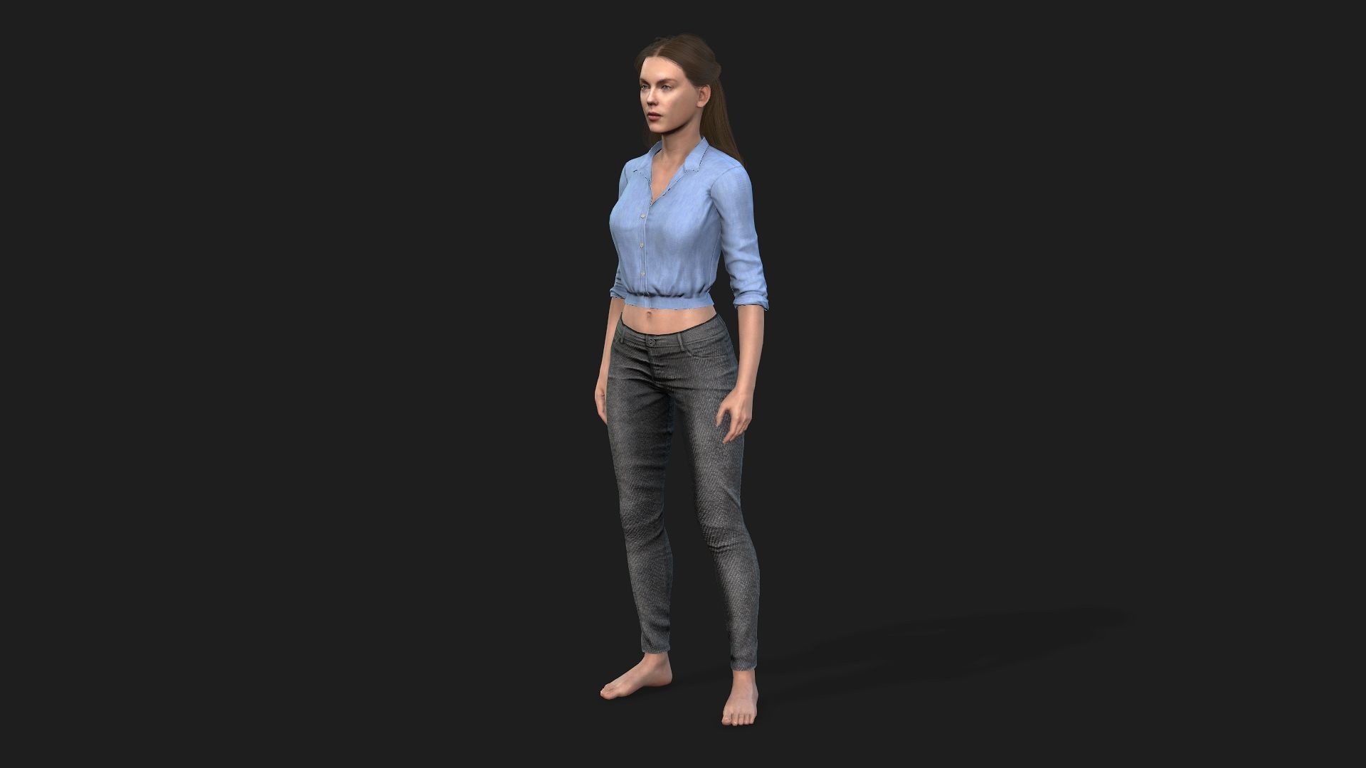 Rigged Woman Game Animations Model 3D model_9