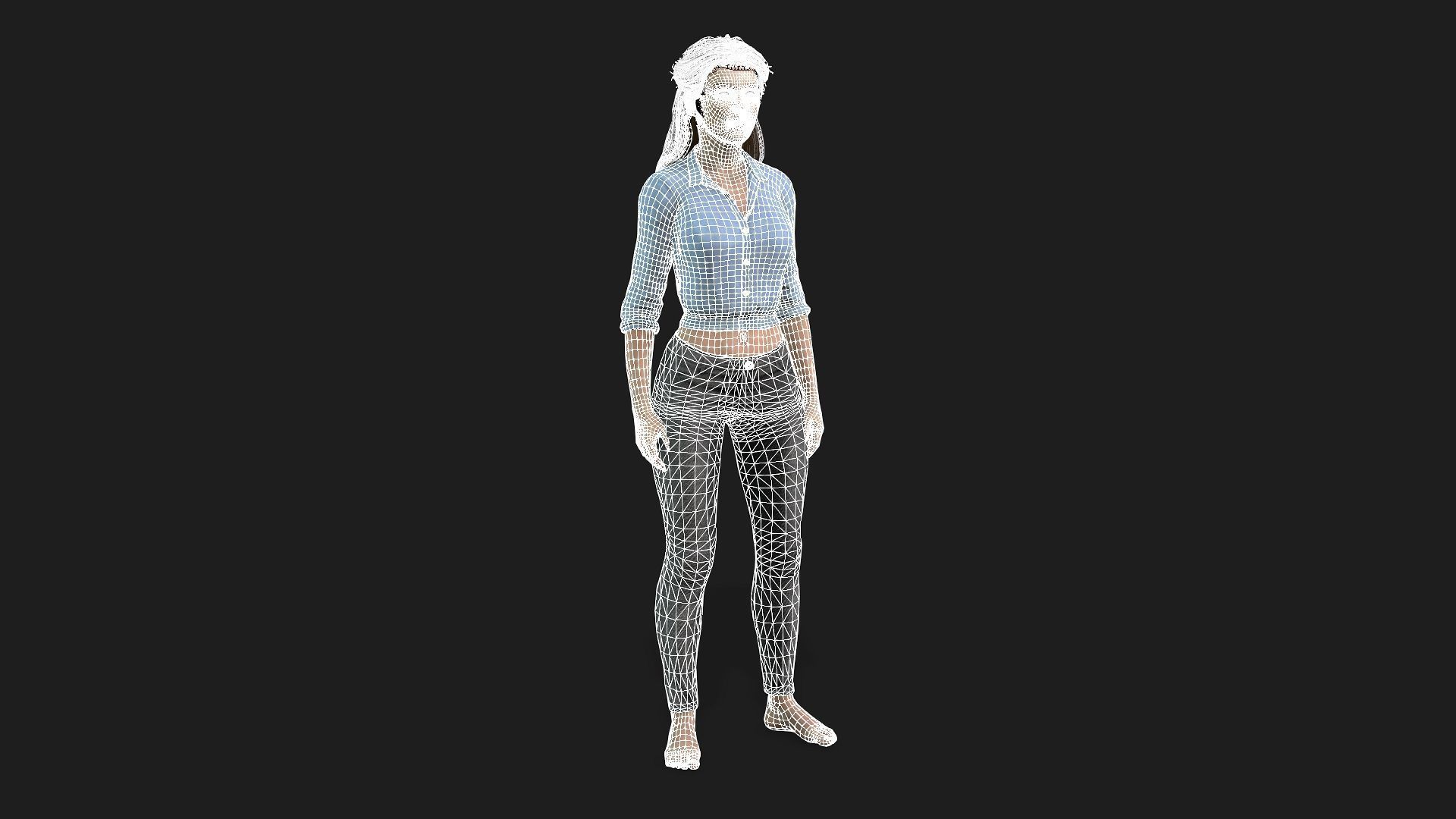 Rigged Woman Game Animations Model 3D model_23