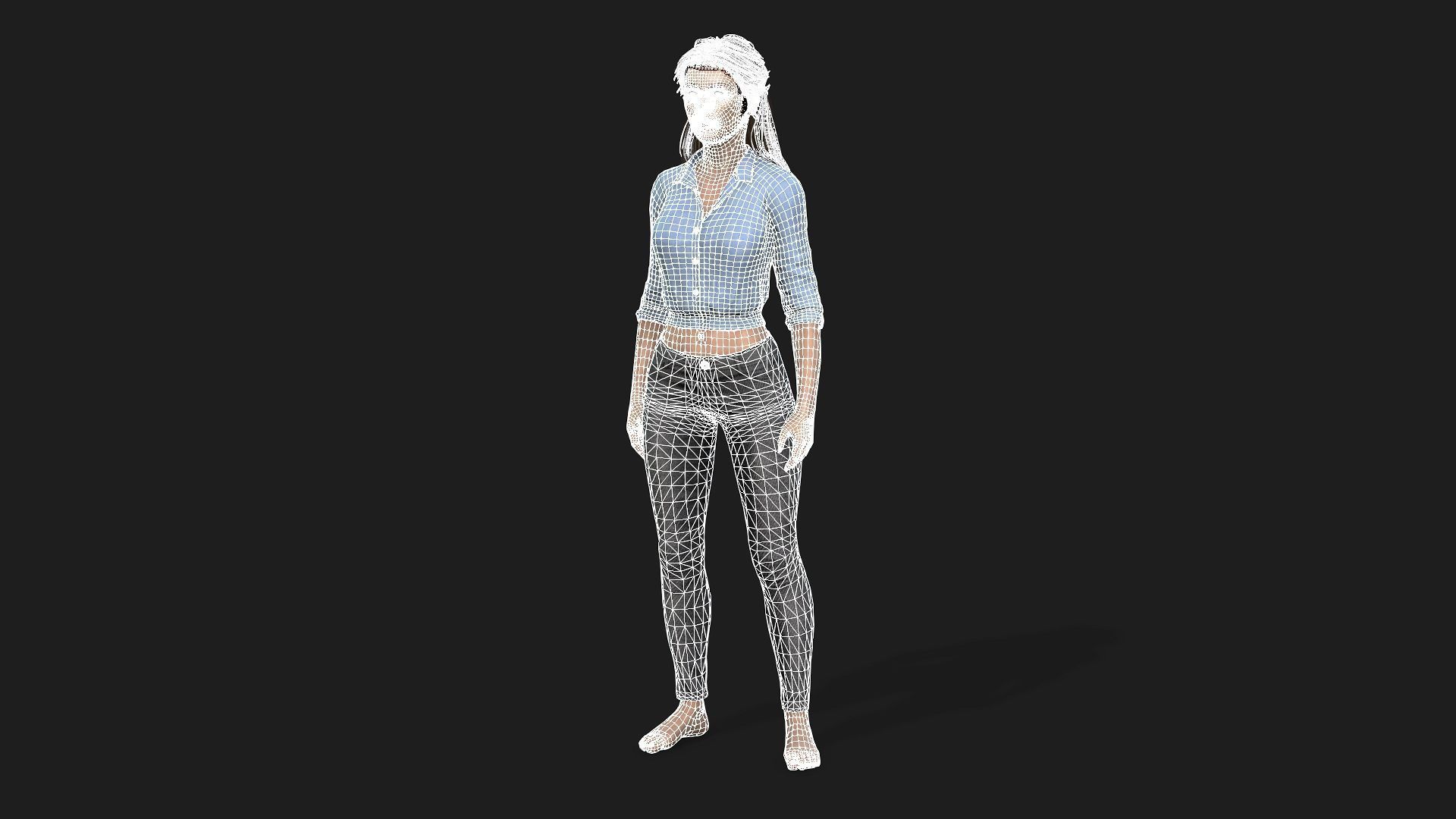 Rigged Woman Game Animations Model 3D model_22