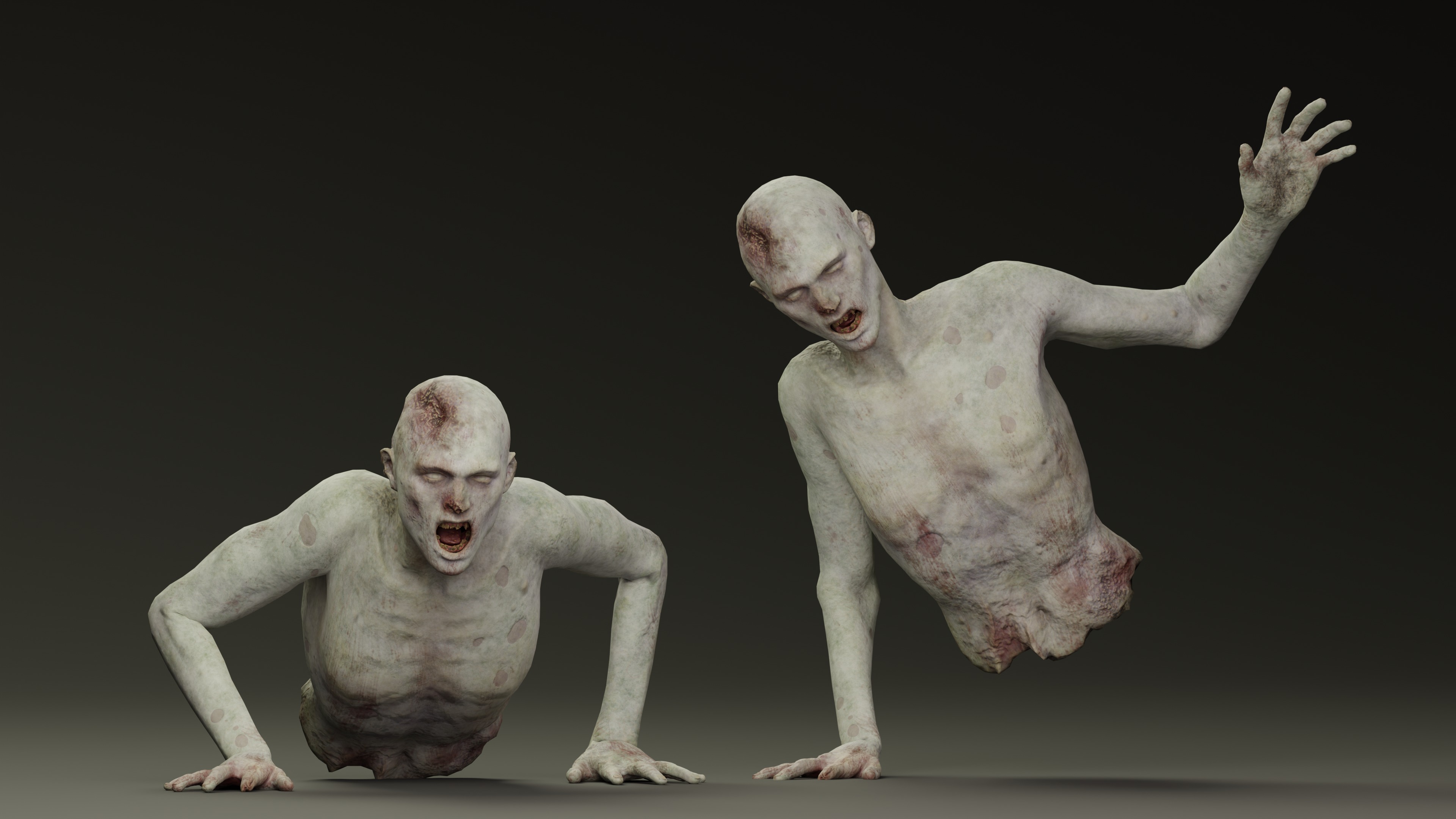 Dismembered Zombie Crawler Low-poly 3D model_7